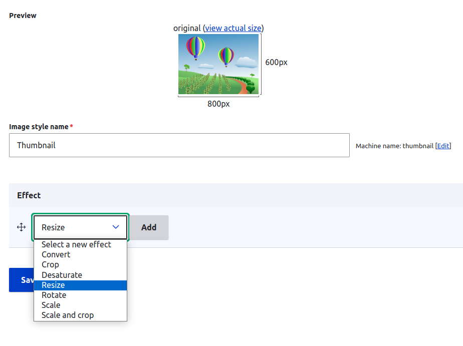 choose effect of image style